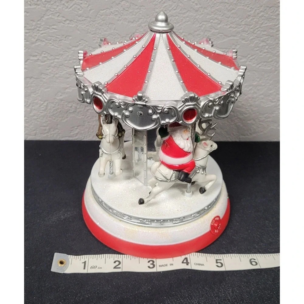 Pan Asian Creations Light Up Musical Christmas Merry Go Round Carousel Santa